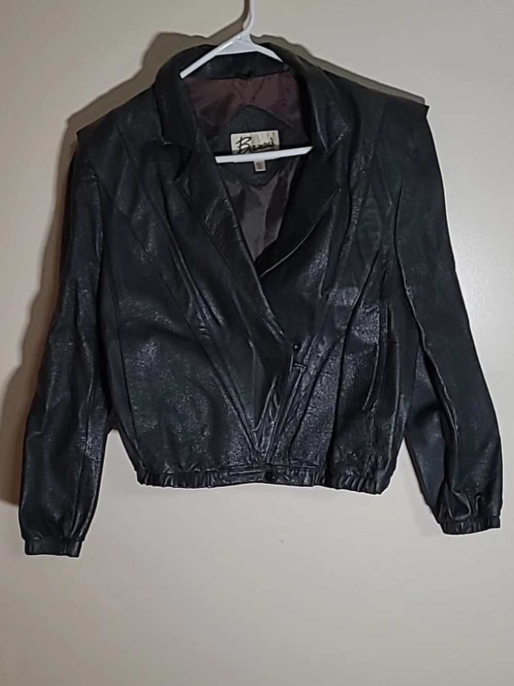 Berman's Black 100% Leather Cropped Jacket